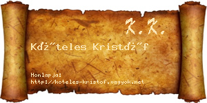 Köteles Kristóf névjegykártya